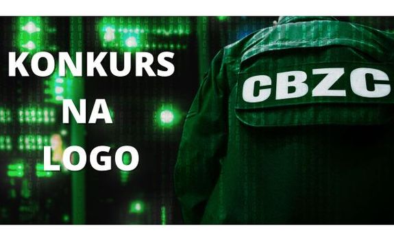 Plakat o zielonym tle z napisem Konkurs na logo CBZC
