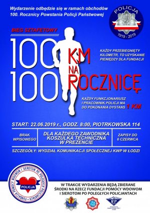 plakat promujący bieg na 100 km z okazji 100 rocznicy