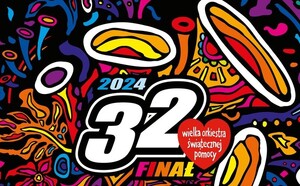 Logo z napisem 32 symbolizujące finał Wielkiej Orkiestry świątecznej Pomocy.