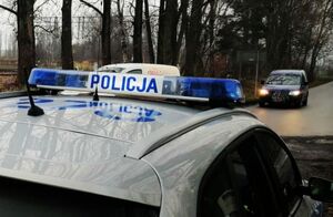 Policyjny radiowóz, przed nim jadące samochody.