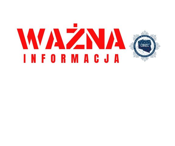 Czerwony napis na biały tle Ważna informacja.