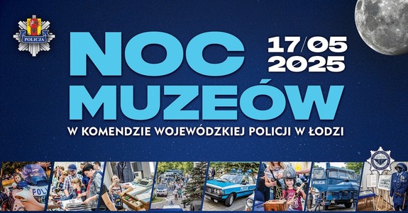Plakat z napisem na środku noc muzeów.