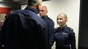 Policjanci na odprawie rocznej.