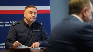 Policjanci na odprawie rocznej.