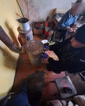 Policjanci palą w piecu seniorce.