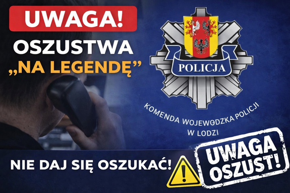 Plakat z napisem Uwaga na oszustwa.