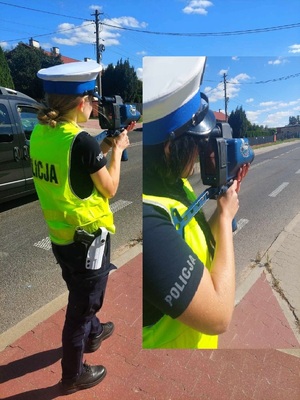 Policjantki mierzą prędkość.