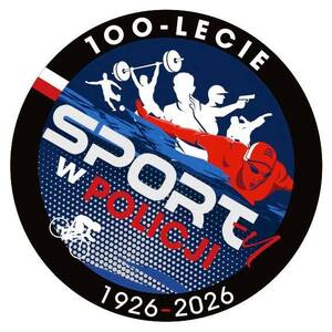 Logo z symbolem 100lecia sportu w Policji.